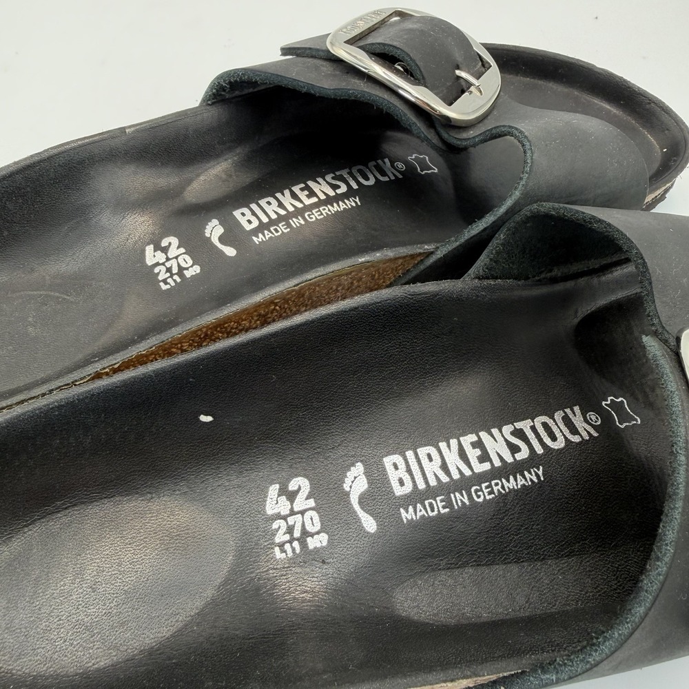 Birkenstock Madrid Big Buckle Slide Sandal in Black Leather Size 42 (US 11) - Picture 5 of 7